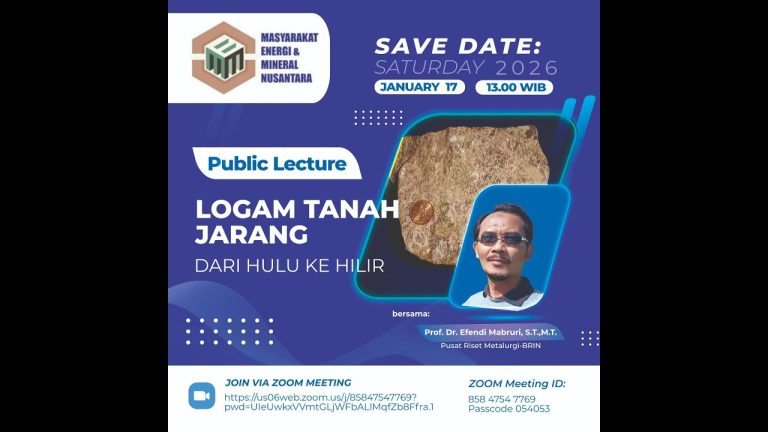 Logam Tanah Jarang Dari Hulu ke Hilir oleh Prof. Dr. Efendi Mabruri, S.T.,M.T.